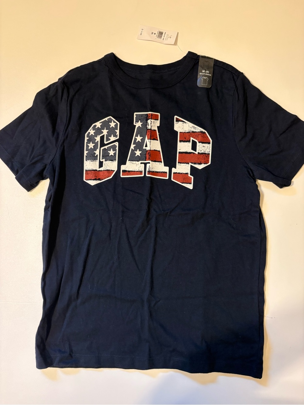 GAP Navy Red White Flag Graphic Tee